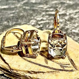 Large, Square-cut, diamond-like Earrings